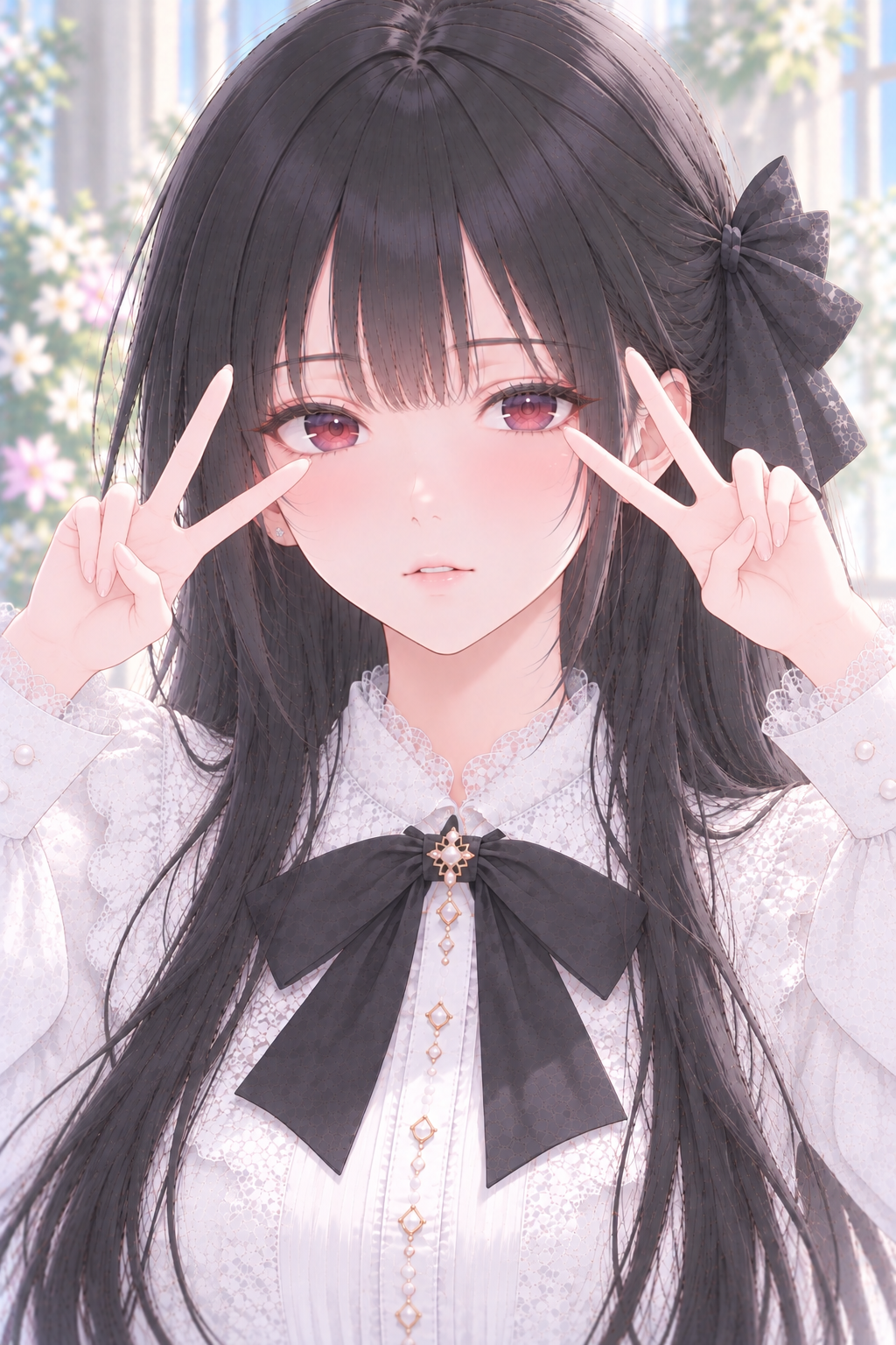 ダブルピースのポーズ