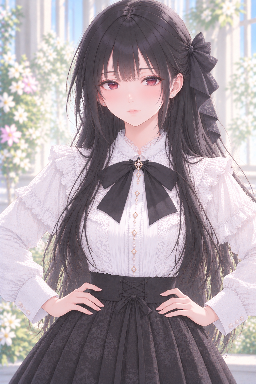 両手を腰に当てるのポーズ